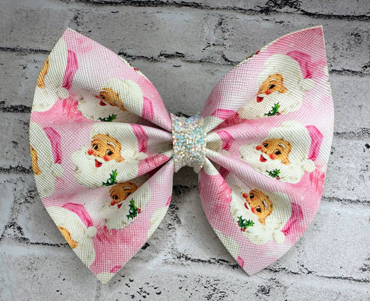 4.5” Pink Santa Clip Bow