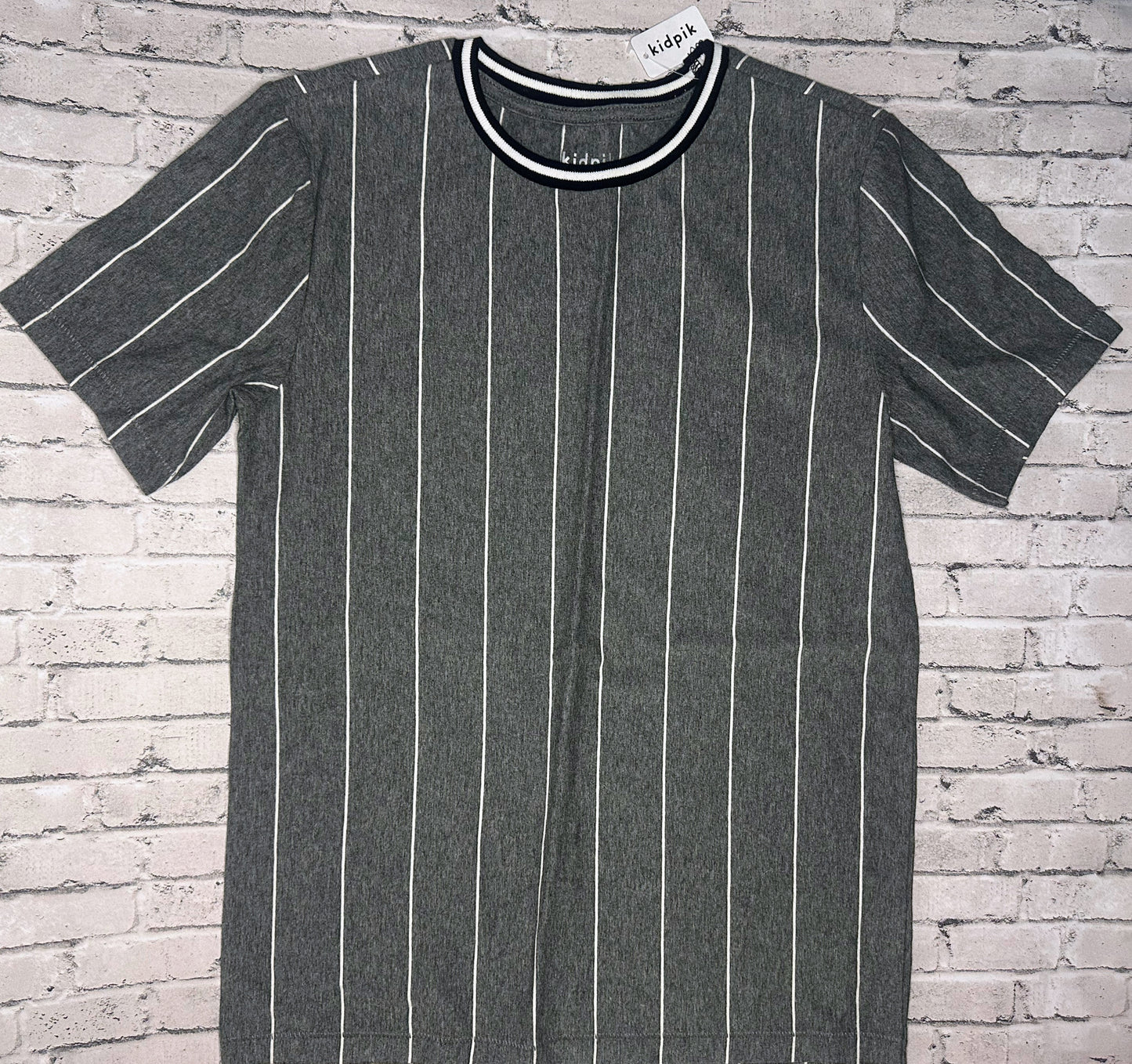 Kidpik: Gray Stripe Tee - 12 NEW!