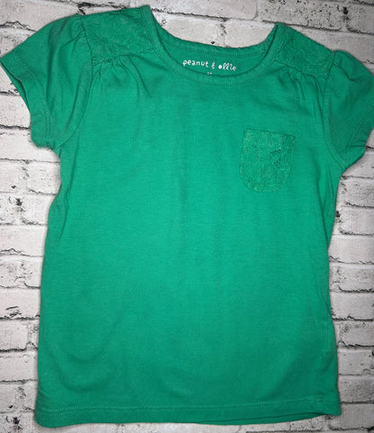 Peanut & Ellie: Mint Lace Pocket Tee- 5T