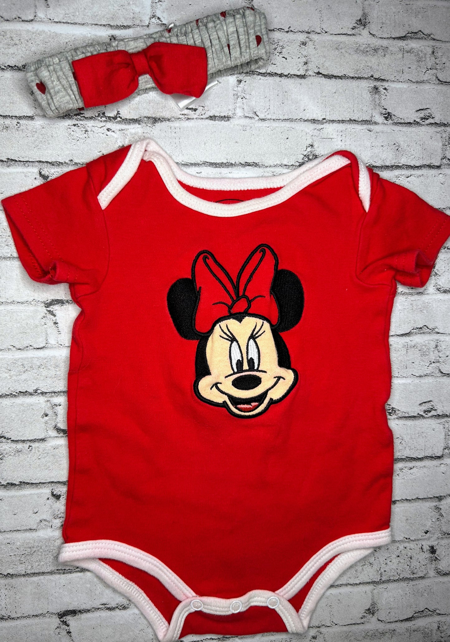 Disney: Minnie Bodysuit + Headband- 3/6m