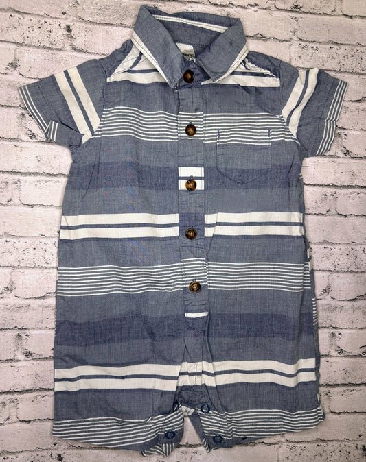 Carter’s: Blue Stripe Romper- 6m