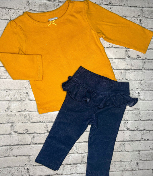 Garanimals: 2pc Yellow + Ruffle Butt Set- 3/6m