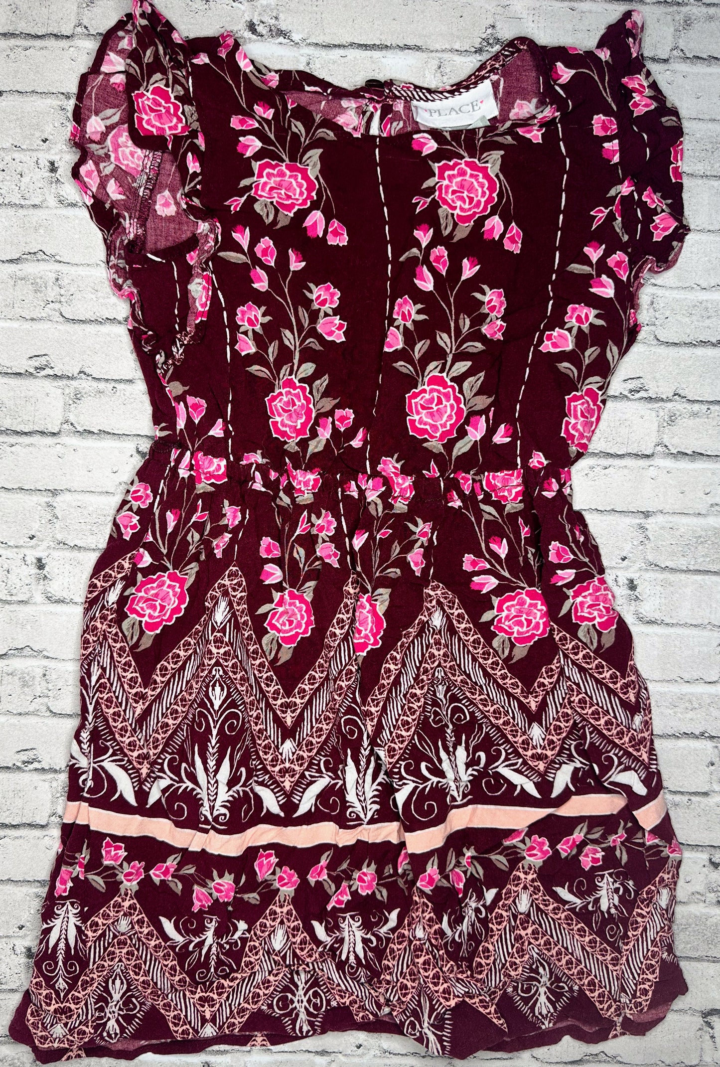 The Children’s Place: Maroon Floral Dress - 5/6