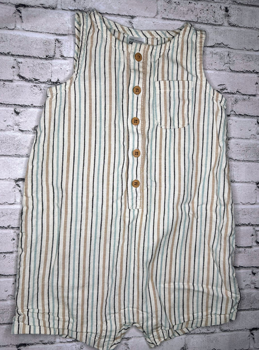 Carter’s: Tan Stripe Jumpsuit- 6/9m