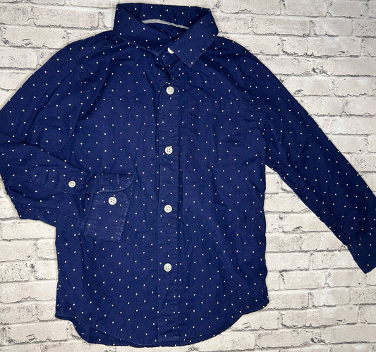 Cat & Jack: Navy Poll-A-Dot Button Up- 4/5