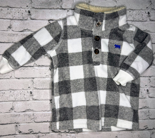 Carter’s: Checked Fleece Button Top- 3M