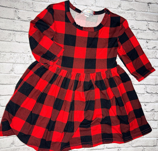 Bailey’s Blossoms: Red Plaid Dress- 12/18m