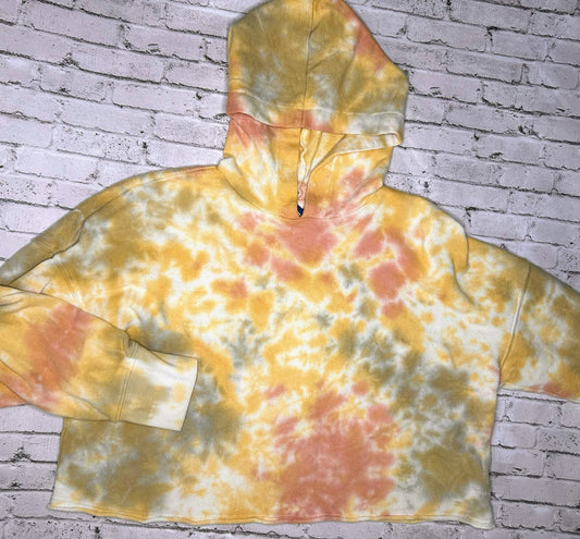 Old Navy: Yellow Tie Dye Cropped Hoodie - 8