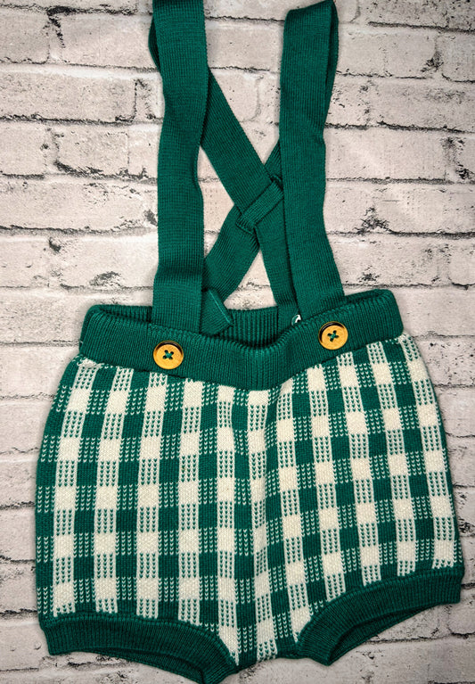 Cat & Jack: Knit Green Overall Shorts - 3/6m