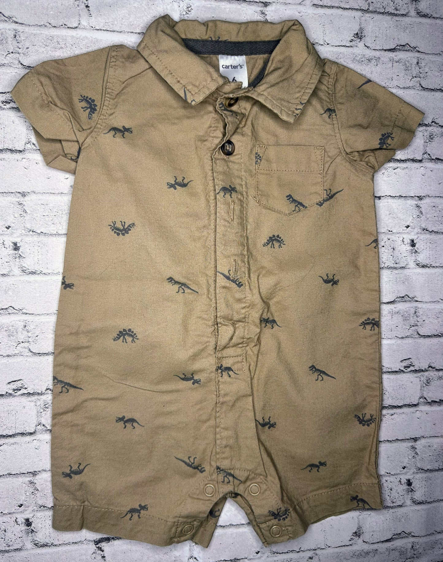 Carter’s: Dino Denim Romper- 6m