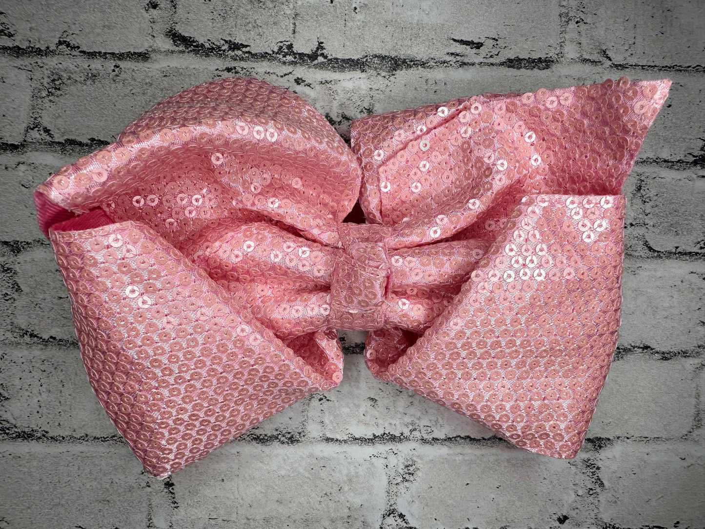 Large 7” Pink Sparkle Clip Bow