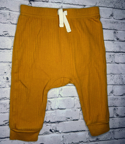 Modern Moments: Yellow Ribbed Pants- 3/6m