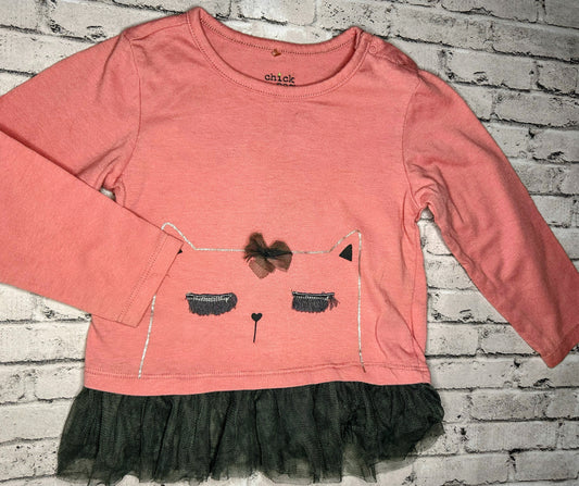 Chick Pea: Cat Ruffle Tee- 24m