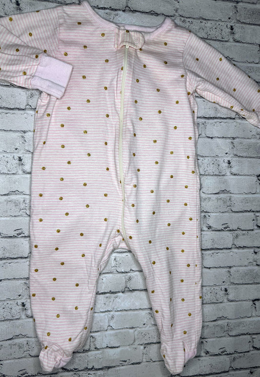 Gerber: Pink/Gold Dot Sleeper- 3/6m