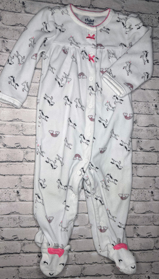 Child of Mine: Fleece Unicorn Sleeper- 6/9m