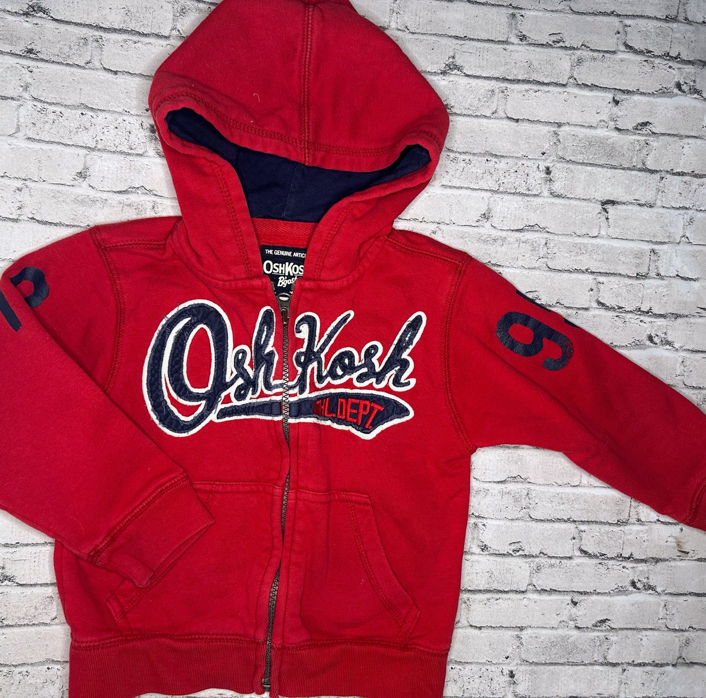 Oshkosh B’Gosh: Red Graphic Full Zip- 3T