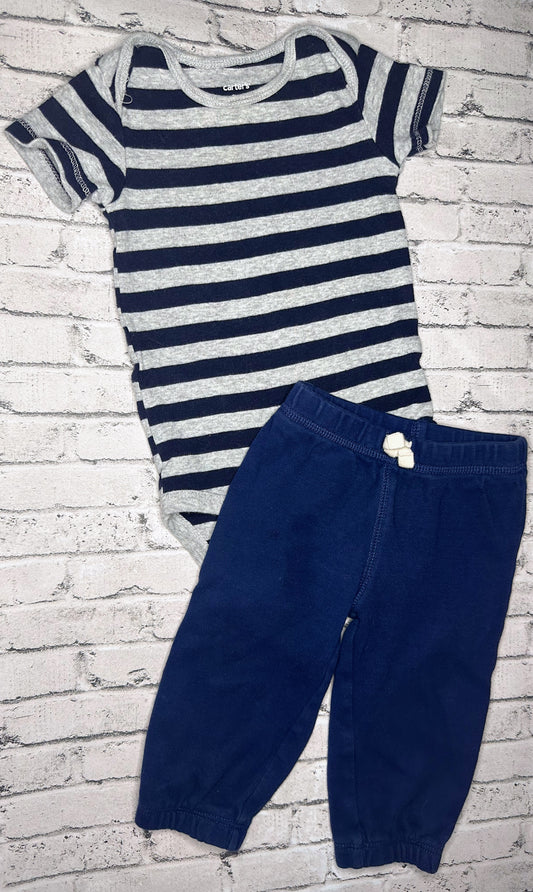 Carter’s: 2pc Navy Stripe Set - 9m