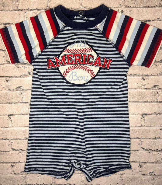 Jumping Beans: “All American Boy” Romper- 6/9m