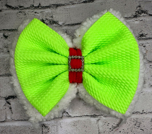 Large 6” Sherpa Holiday Clip Bow