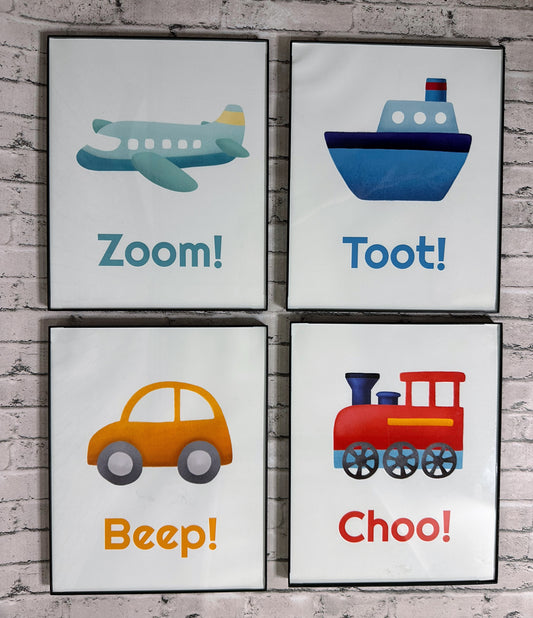 4pc Vehicle Framed Decor - 10.5”x8” Each