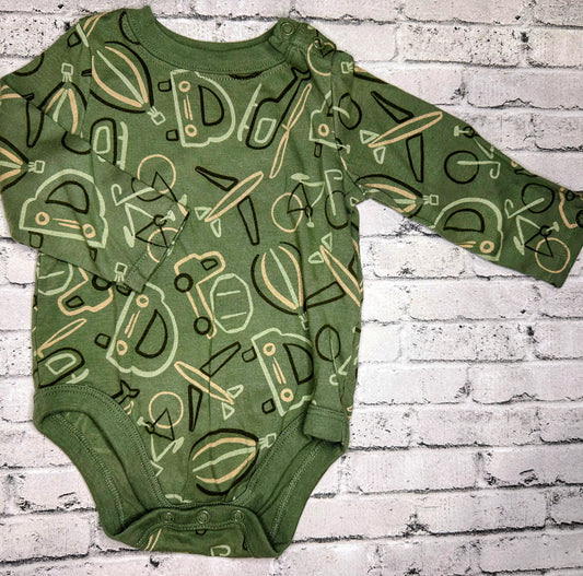 Garanimals: Olive Vehicle Bodysuit - 6/9m