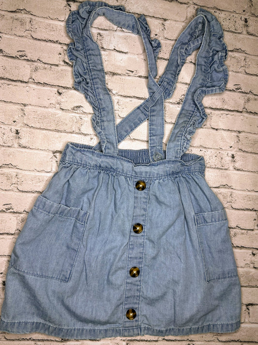 Wonder Nation: Faux Denim Overals Skirt- 2T