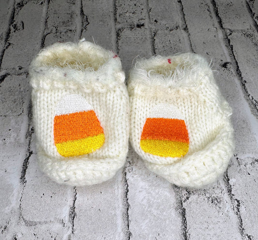 Handmade Knit Candy Corn Booties - Newborn