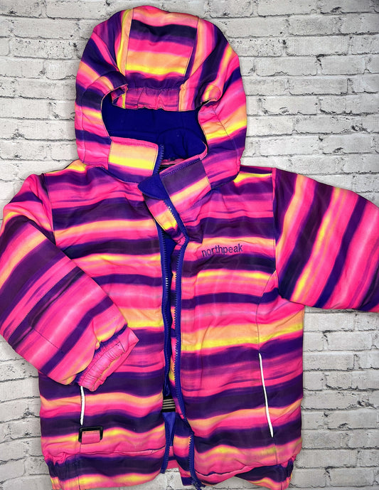 Northpeak: Pink/Purple Stripe Winter Jacket- 4/5