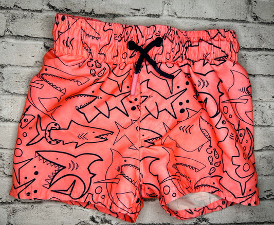 Cat & Jack: Peach Shark Swim Shorts- 12m