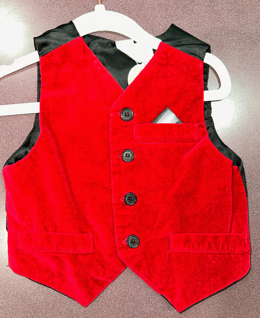 George: Red Velvet Vest- 18m