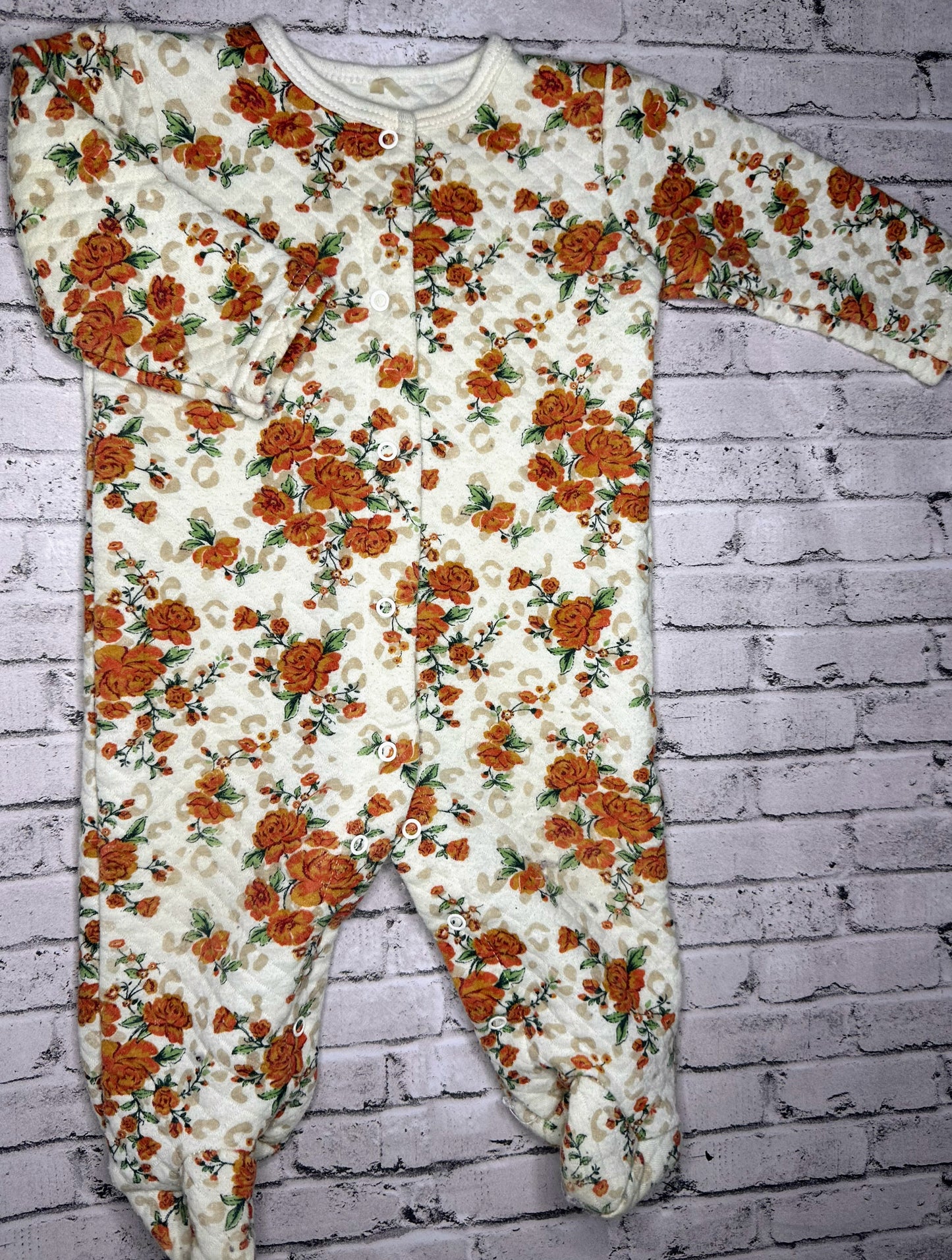 Kyle & Deena: Orange Floral Sleeper-6/9m