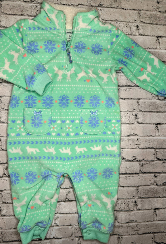 Carter’s: Fleece Snowflake Jumpsuit - 6m