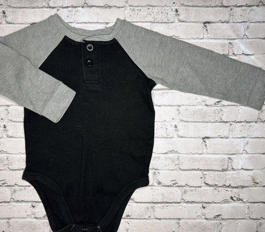 Garanimals: Black/Gray Colorblock Henley Bodysuit - 18m