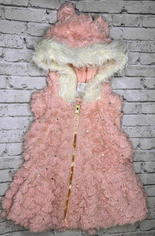 Little Lass: Pink Fur Vest- 12m