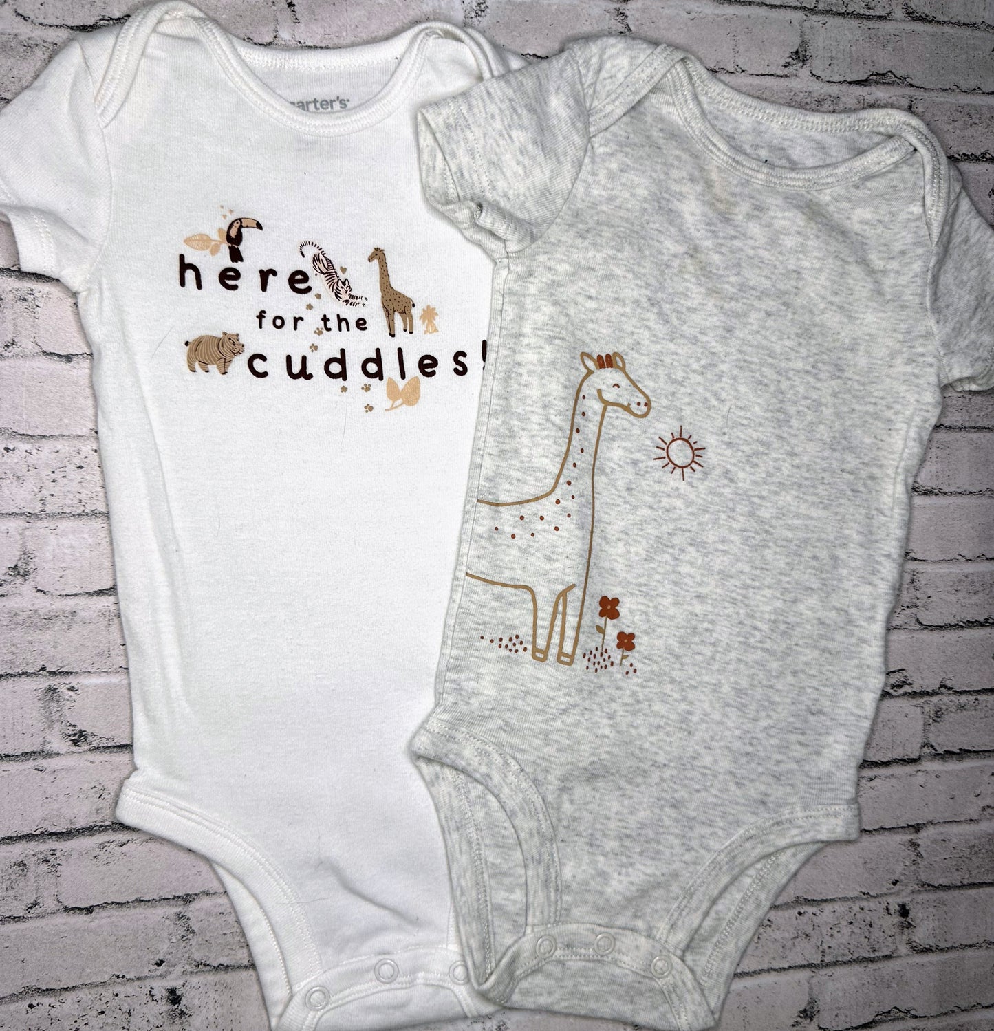 Carter’s: 2pk “Here for Cuddles” Bodysuits- 6m