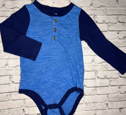 Cat & Jack: Blue Colorblock Button Bodysuit-18m