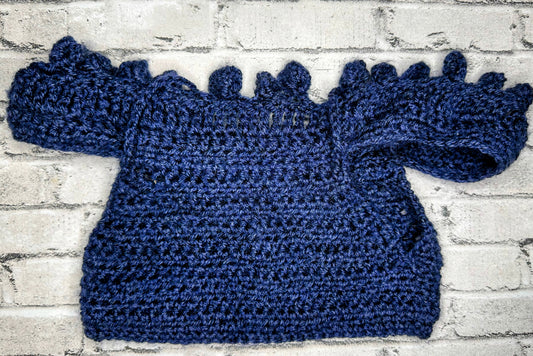 Navy Knit Pom Top- Estimated Newborn