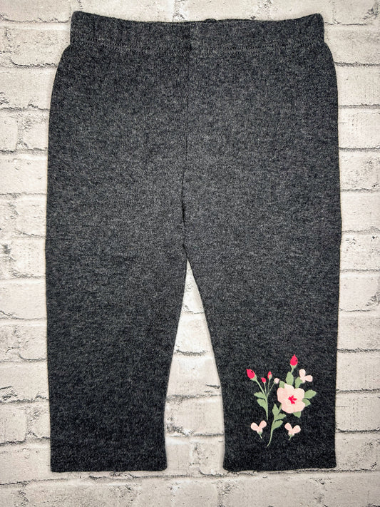 Gray Floral Leggings - 6/9m