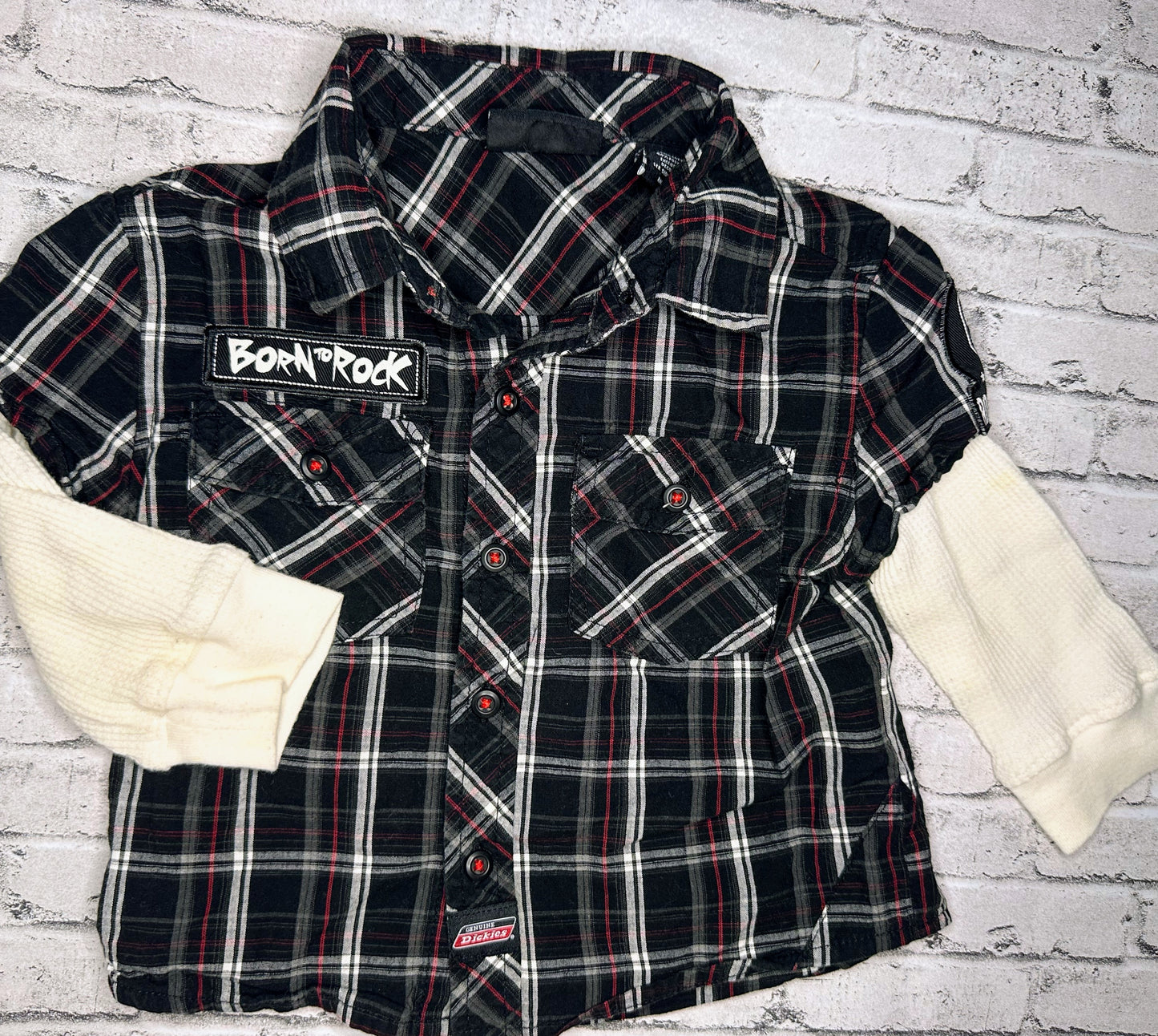 Dickies: “Born to Rock” Button Up- 12m