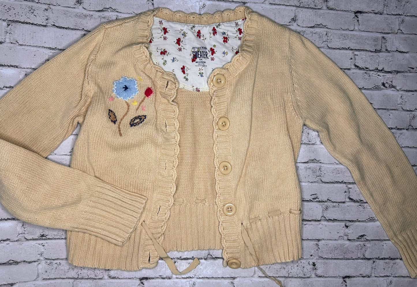 Genuine Kids: Cream Embroidered Sweater - 6x