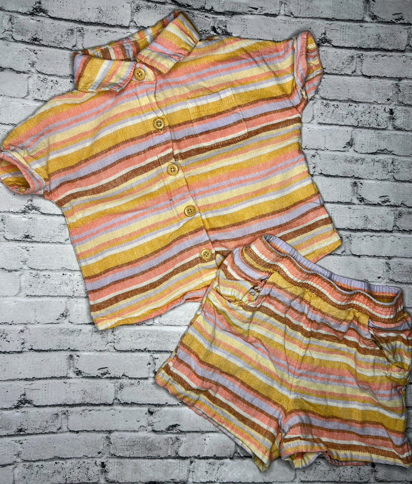 Wonder Nation: 2pc Stripe Button Set- 3T