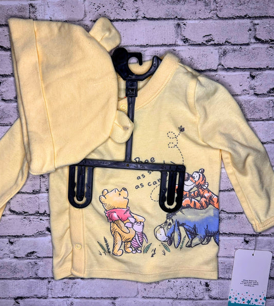 Disney: Yellow Pooh Top + Hat - 3/6m NEW!