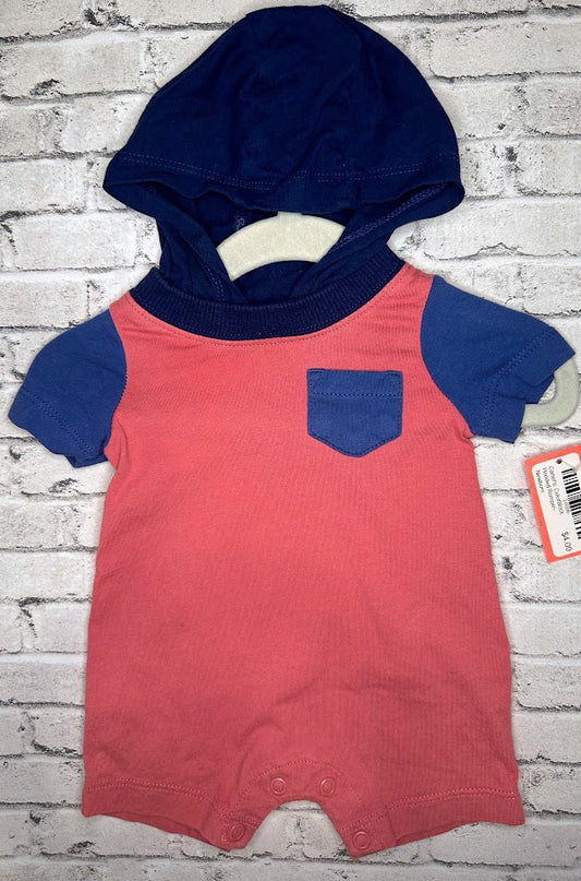 Carter's: Colorblock Hooded Romper- Newborn