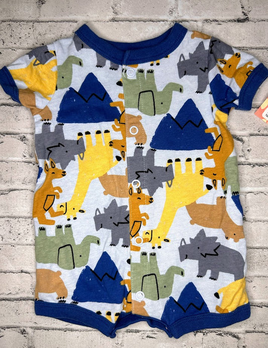 Carter's: Safari Animal Button Romper- Newborn