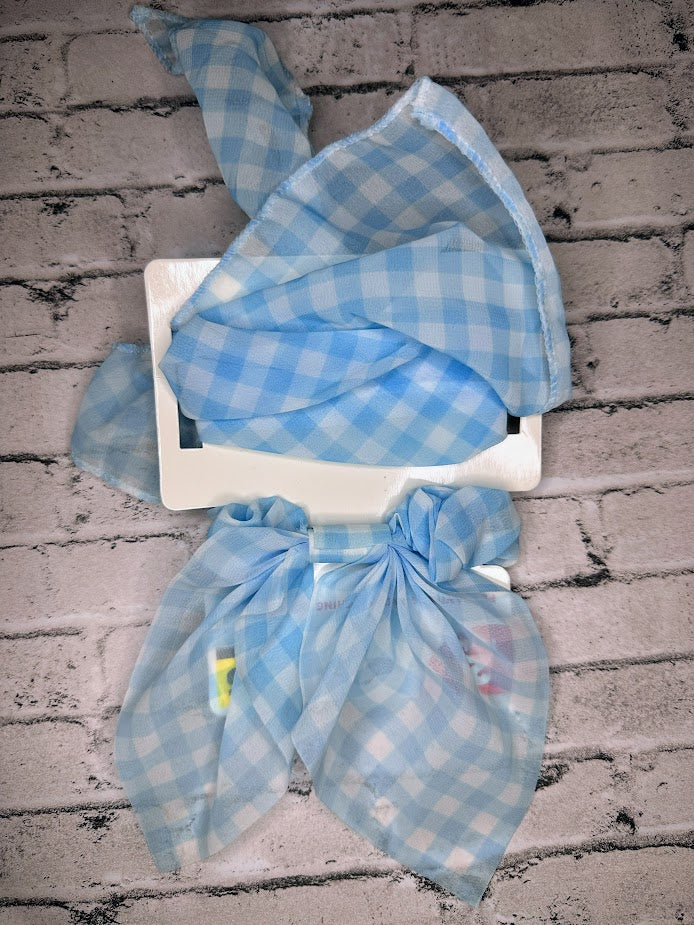 2pc Blue Plaid Pet Bandana + Scrunchie Set - NEW!