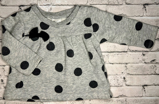 Carter's: Gray/Black Polk -a-Dot Top w/ Black Bow - 6m