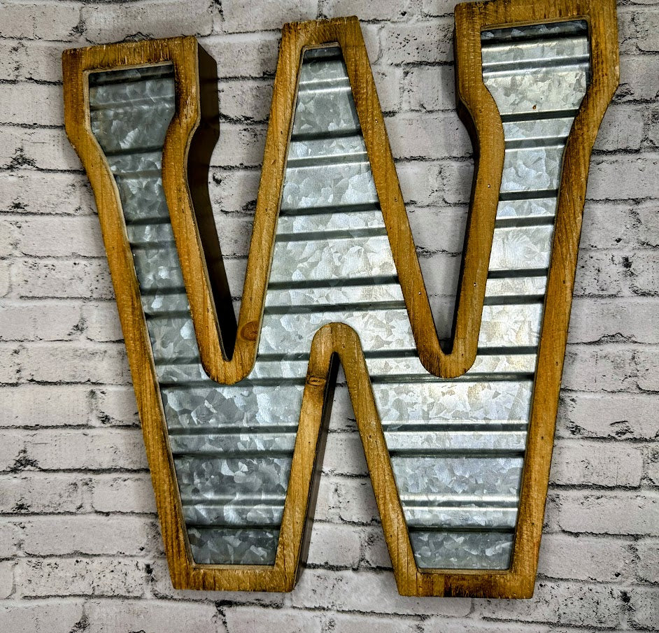 Hobby Lobby: 'W' Wood/Metal Wall Decor - 14" x 13.5"