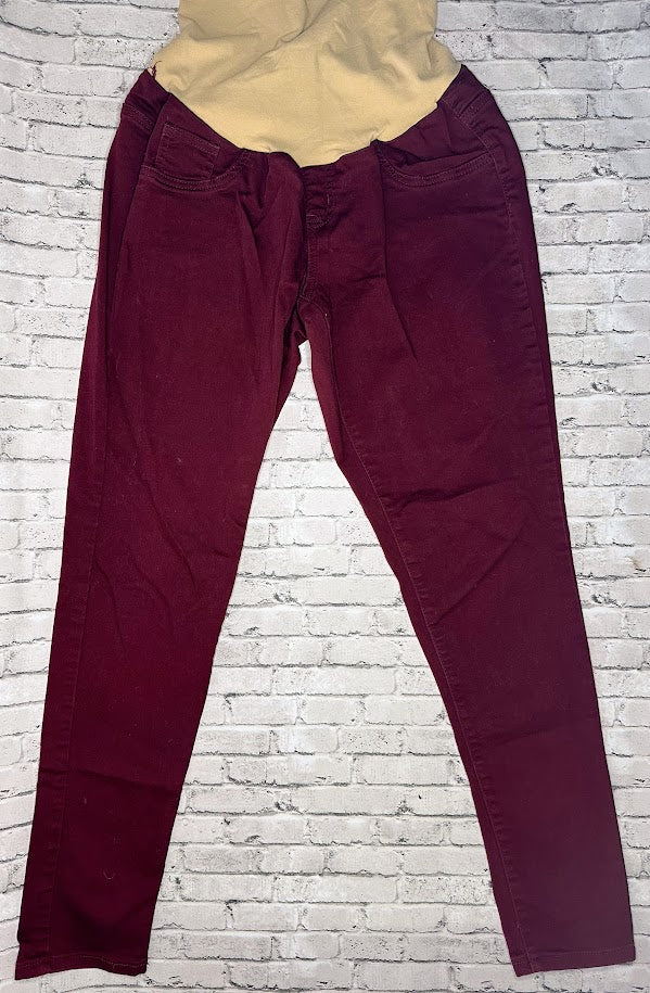 Indigo Blue: Maroon Maternity Denim - Large