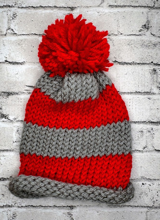 Gray/Red Knit Hat - Infant