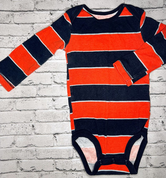 Carter's: Orange/Navy Stripe Bodysuit - 12m